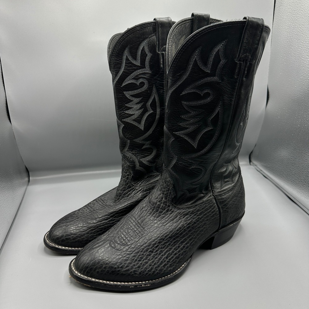 Larry Mahan Mens Black Bullhide Cowboy Boots Western LM3801 SZ 14 D Nocona Texas